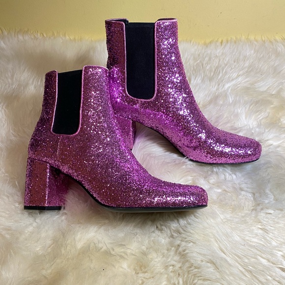 Authentic Saint Laurent glitter ankle boots - Picture 2 of 16